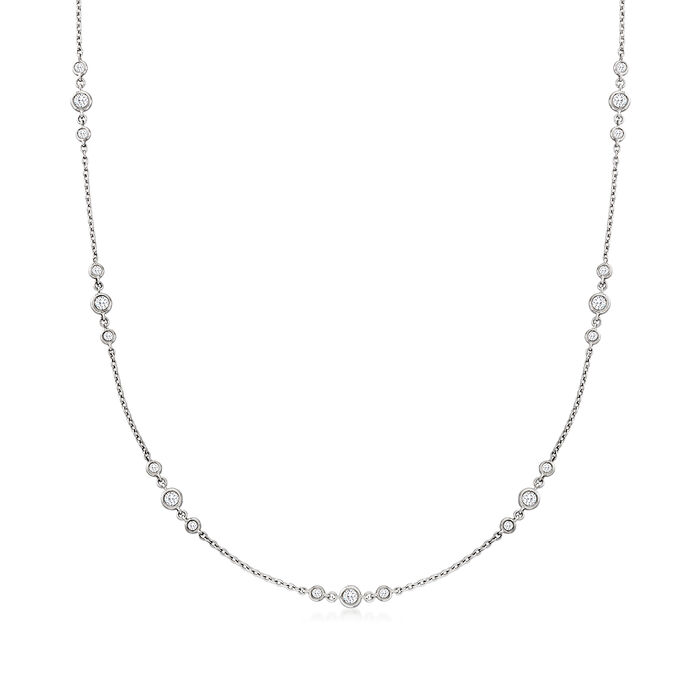 3.00 ct. t.w. Bezel-Set Diamond Station Necklace in 18kt White Gold