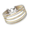 ALOR &quot;Classique&quot; Two-Tone Stainless Steel Multi-Cable Bracelet with 18kt Yellow Gold