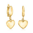 10kt Yellow Gold Heart Hoop Drop Earrings