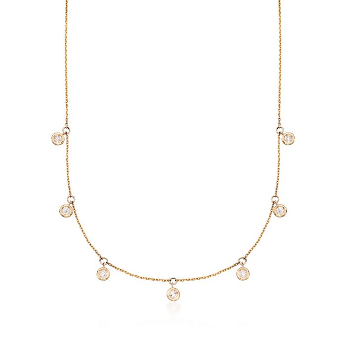 .50 ct. t.w. Bezel-Set Diamond Dangle Necklace in 14kt Yellow Gold