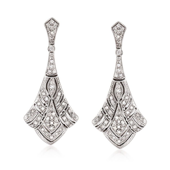 .33 ct. t.w. Diamond Art Deco-Style Drop Earrings in Sterling Silver