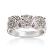 .44 ct. t.w. Pave Diamond Triple Cluster Ring in Sterling Silver
