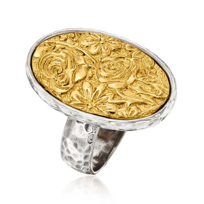 Two-Tone Sterling Silver Floral Ring