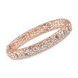 1.40 ct. t.w. Diamond Cluster Floral Bangle Bracelet in 18kt Rose Gold