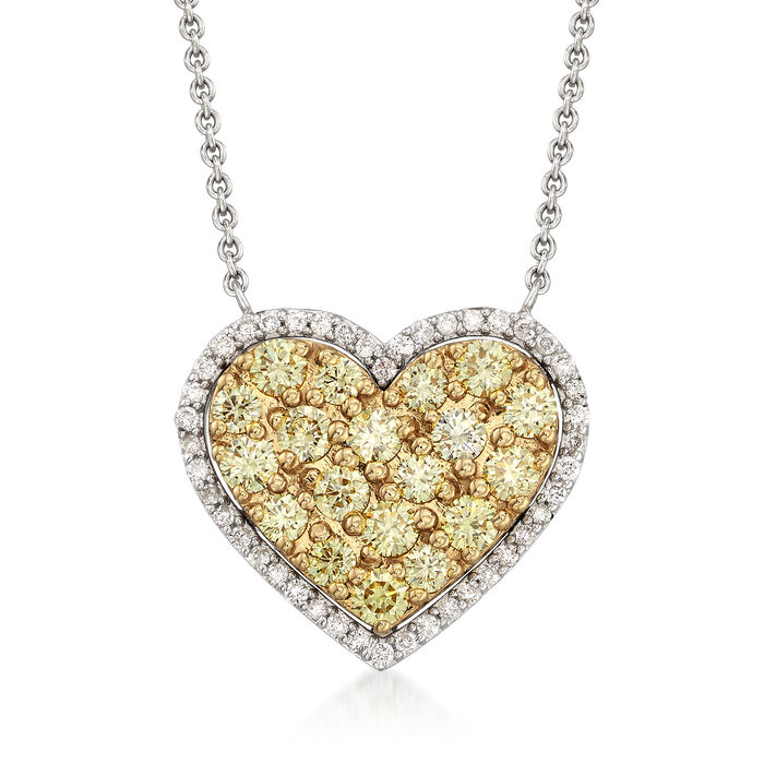 1.03 ct. t.w. Yellow and White Diamond Heart Necklace