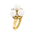 C. 1990 Vintage 7mm Cultured Pearl Ring with .15 ct. t.w. Diamonds in 14kt Yellow Gold