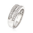 .75 ct. t.w. Round and Baguette Diamond Three-Row Ring in 14kt White Gold