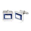 Blue Sodalite and 2.3mm White Mother-Of-Pearl Cuff Links in Sterling Silver