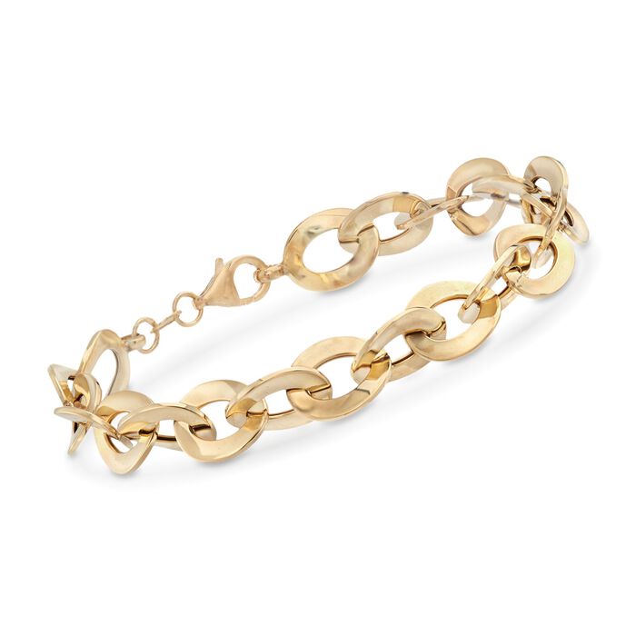 Italian 18kt Yellow Gold Flat Cable-Link Bracelet