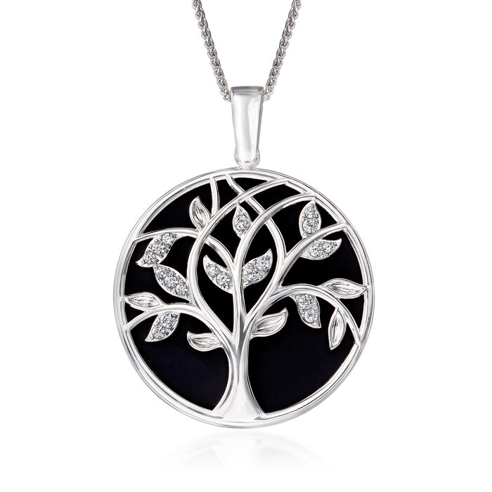 .70 ct. t.w. CZ Tree of Life Mirror and Magnifier Adjustable Necklace in Sterling Silver