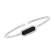Charles Garnier &quot;Color Me&quot; Black Agate and .20 ct. t.w. CZ Cuff Bracelet in Sterling Silver