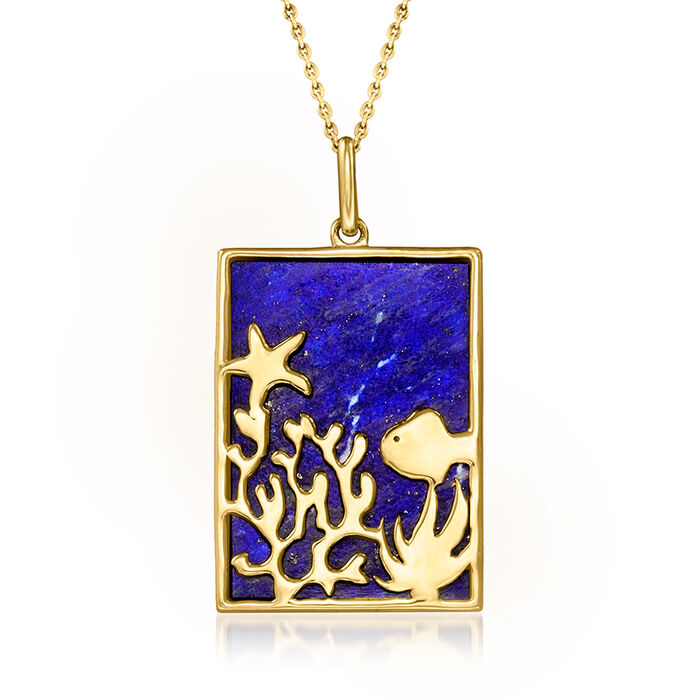 Lapis Sea Life Pendant Necklace in 18kt Gold Over Sterling