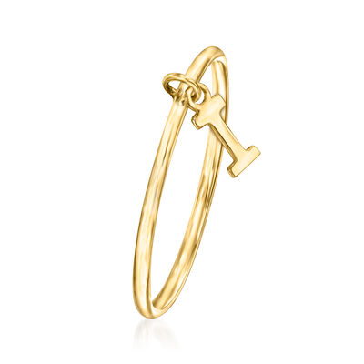 14kt Yellow Gold &quot;I&quot; Initial Charm Ring