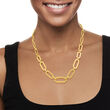 Italian 18kt Yellow Gold Paper Clip Link Necklace 18-inch