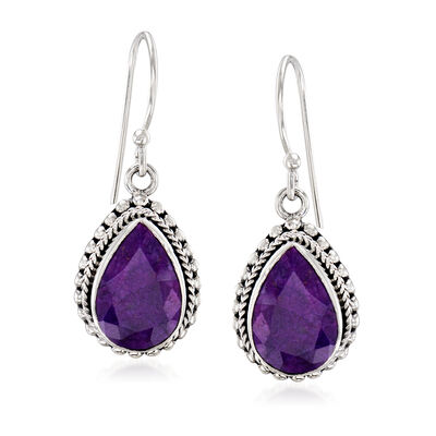 26.60 ct. t.w. Purple Sapphire Jewelry Set: Earrings and Pendant Necklace in Sterling Silver