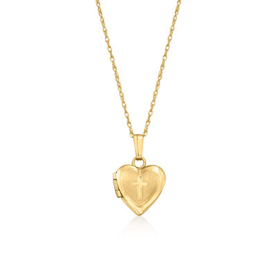 Baby's 14kt Yellow Gold Cross Heart Locket Necklace #876071