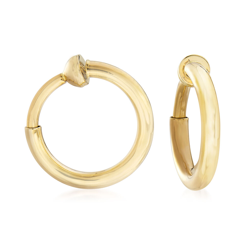 14kt Yellow Gold Small Clip-On Hoop Earrings. 1/2
