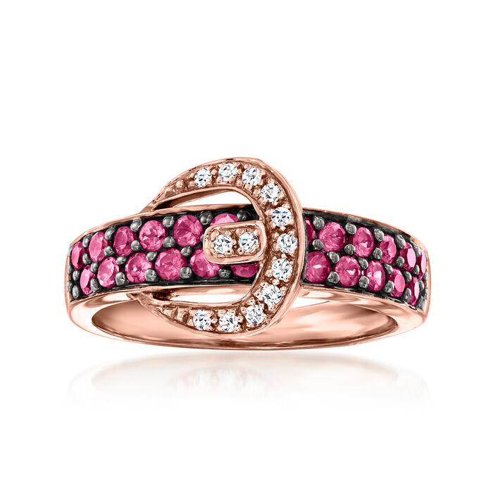 Le Vian .60 ct. t.w. Raspberry Rhodolite Belt Ring with Vanilla Diamond Accents in 14kt Strawberry Gold
