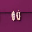 3.35 ct. t.w. Morganite Inside-Outside Hoop Earrings in 18kt Rose Gold Over Sterling