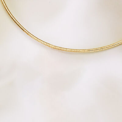 Italian 3mm 18kt Gold Over Sterling Silver Round Omega Necklace