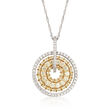 1.53ct. t.w. Yellow and White Diamond Concentric Circle Necklace in 14kt and 18kt Yellow Gold  