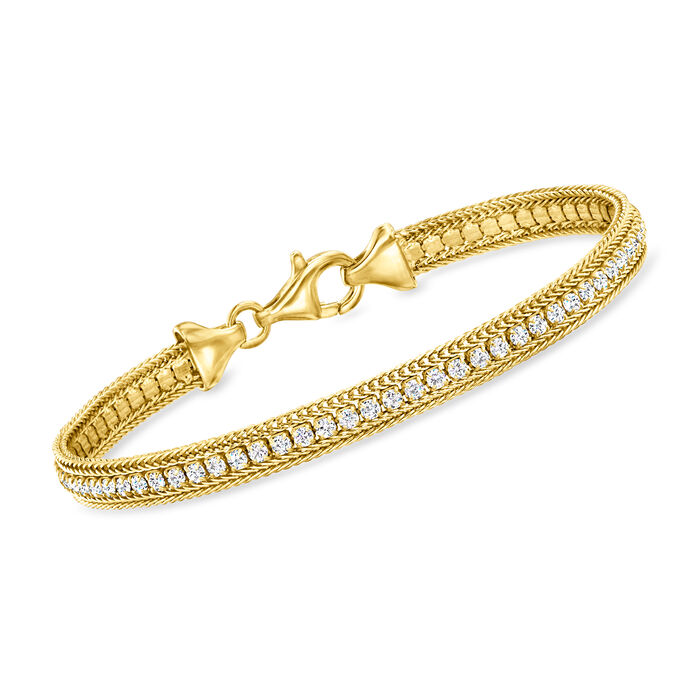 Italian 2.00 ct. t.w. CZ Foxtail-Link Bracelet in 18kt Gold Over Sterling