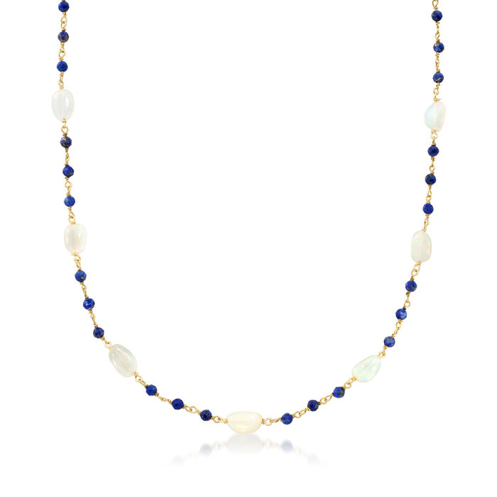 Opal and Lapis Necklace in 18kt Gold Over Sterling