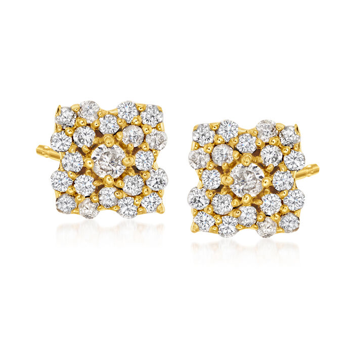.40 ct. t.w. Diamond Flower Stud Earrings in 18kt Gold Over Sterling