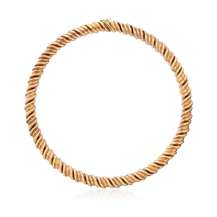C. 1970 Vintage 18kt Yellow Gold Ribbed Necklace