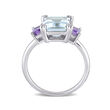 3.00 Carat Aquamarine and .60 ct. t.w. Amethyst Ring in Sterling Silver