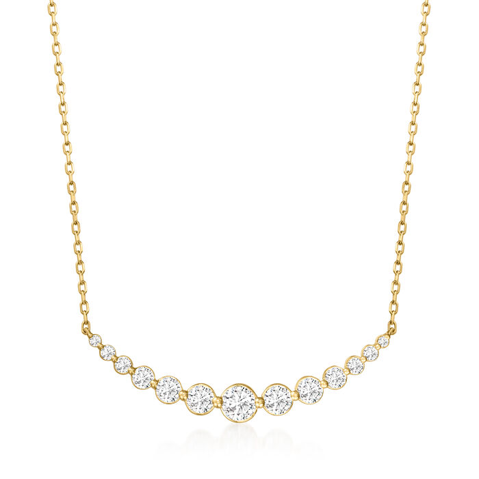 1.00 ct. t.w. Diamond Curved Bar Necklace in 14kt Yellow Gold