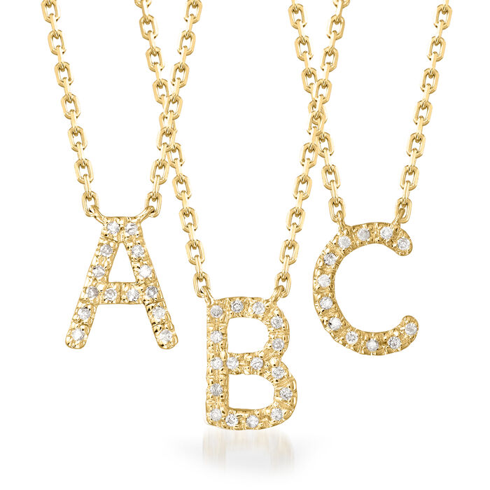 Diamond-Accented Initial Necklace in 18kt Gold Over Sterling