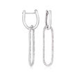.15 ct. t.w. Diamond Paper Clip Link Removable Hoop Drop Earrings in Sterling Silver