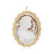 C. 1960 Vintage Brown Shell Cameo Pin/Pendant with .75 ct. t.w. Diamonds in Platinum and 18kt Yellow Gold
