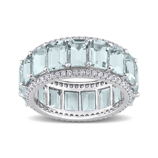 8.25 ct. t.w. Aquamarine Eternity Band with .57 ct. t.w. Diamonds in 14kt White Gold. #D04916