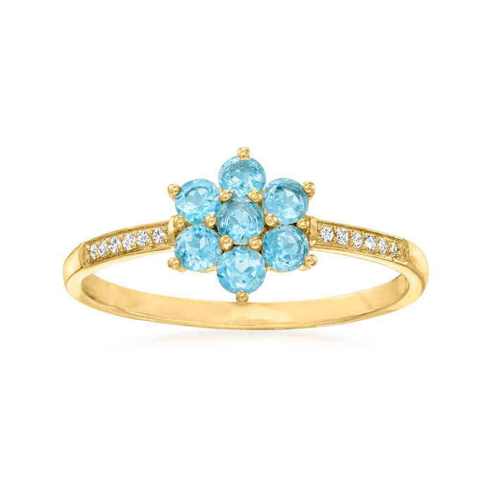 .40 ct. t.w. Swiss Blue Topaz Flower Ring with Diamond Accents in 10kt Yellow Gold