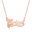 14kt Rose Gold Personalized Name Necklace with Diamond-Accented Heart