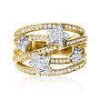 .75 ct. t.w. Diamond Star Highway Ring in 18kt Gold Over Sterling
