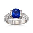 C. 2000 Vintage 2.30 Carat Sapphire and .75 ct. t.w. Diamond Ring in 18kt White Gold