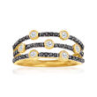.50 ct. t.w. Black and White Diamond Three-Row Ring in 14kt Yellow Gold