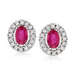 C. 1990 Vintage 1.30 ct. t.w. Ruby and .50 ct. t.w. Diamond Earrings in 14kt White Gold