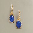Lapis and .20 ct. t.w. Citrine Drop Earrings in 14kt Yellow Gold