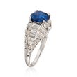C. 2000 Vintage 2.18 Carat Sapphire and 1.00 ct. t.w. Diamond Ring in 18kt White Gold