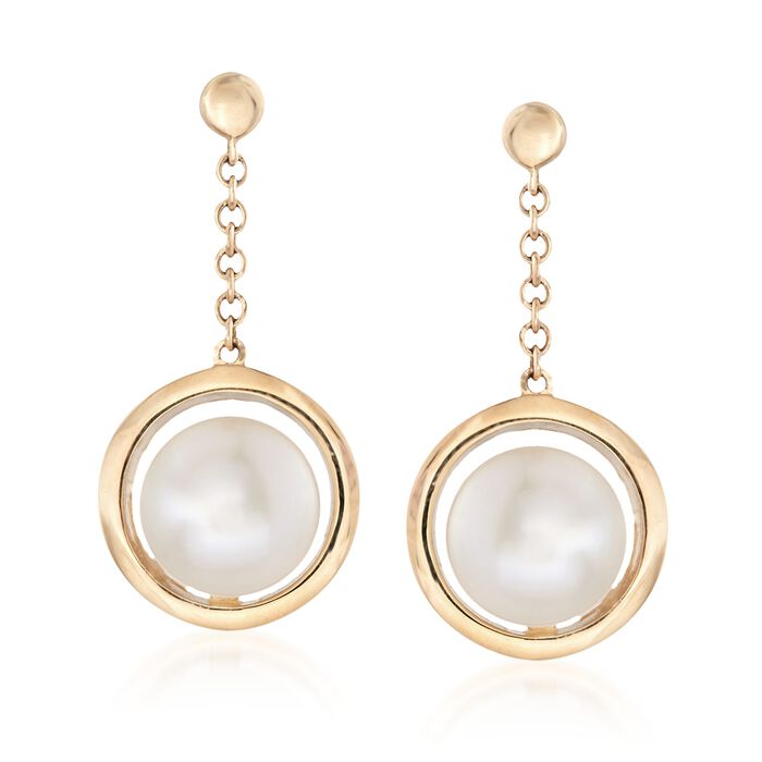 6-6.5mm Cultured Pearl Drop Earrings in 14kt Yellow Gold