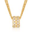 Italian .70 ct. t.w. CZ Barrel Bead Necklace in 24kt Yellow Gold Over Sterling Silver