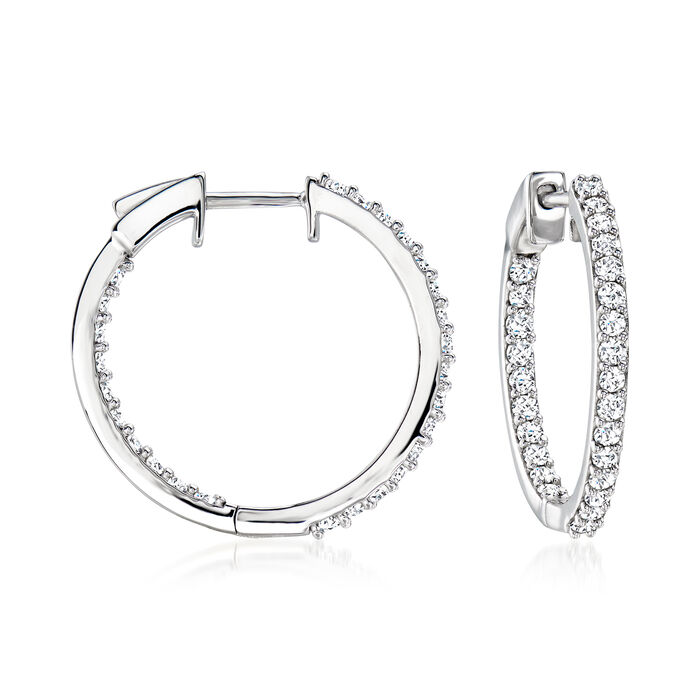 1.00 ct. t.w. Diamond Inside-Outside Hoop Earrings in Sterling Silver