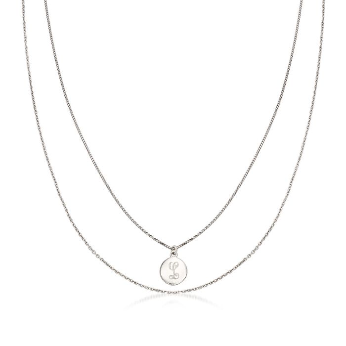 Italian Sterling Silver Layered Single Initial Disc Necklace