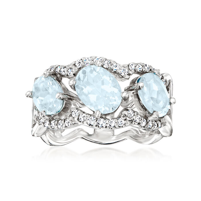 2.70 ct. t.w. Aquamarine and .31 ct. t.w. Diamond Ring in 14kt White Gold