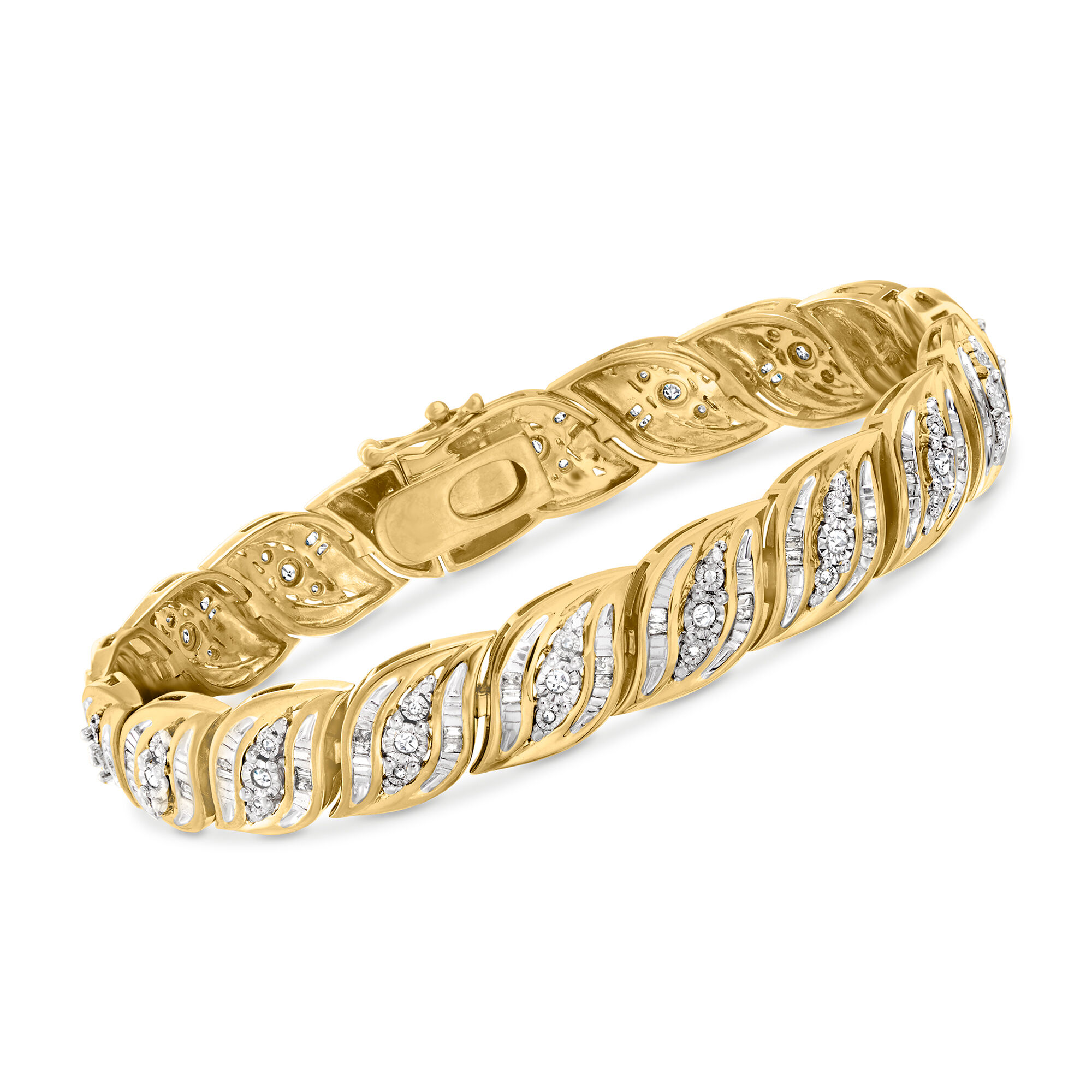 1.00 ct. t.w. Diamond Bracelet in 18kt Gold Over Sterling | Ross