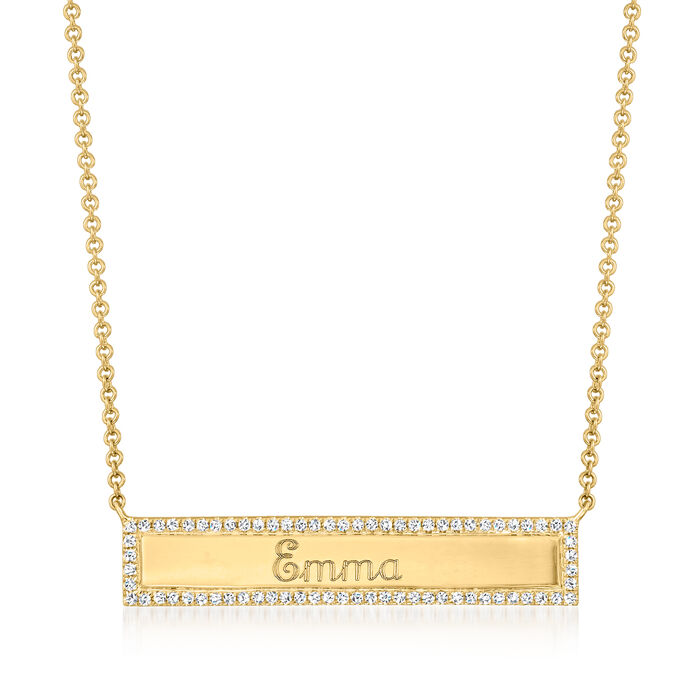 .21 ct. t.w. Diamond Personalized Bar Necklace in 14kt Yellow Gold
